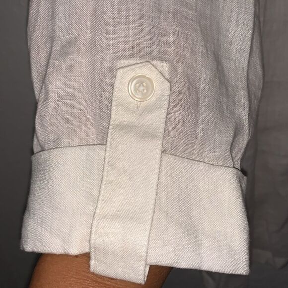 Kim Roger’s Linen Cuffed 3/4 Sleeve White Blouse Buttons Closure Size XL - Picture 5 of 7